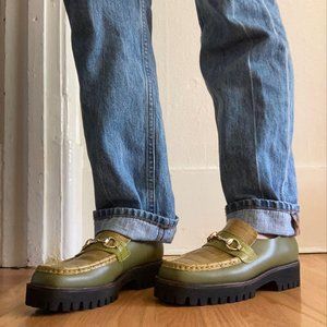 Intentionally Blank HK-2 olive croc oxford